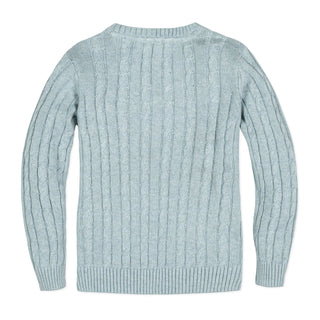 Organic Fine Gauge Cable V-Neck Sweater