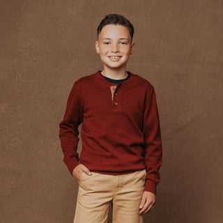 TARGET - Organic Sweater Henley with Elbow Patches - Hope & Henry Boy