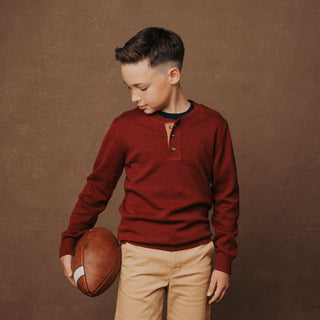 TARGET - Organic Sweater Henley with Elbow Patches - Hope & Henry Boy