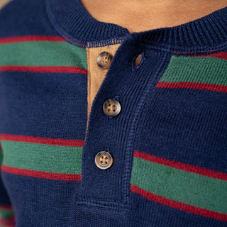 Organic Sweater Henley with Elbow Patches