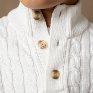 Organic Mock Neck Cable Sweater - Hope & Henry Boy