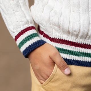 Organic Mock Neck Cable Sweater - Hope & Henry Boy