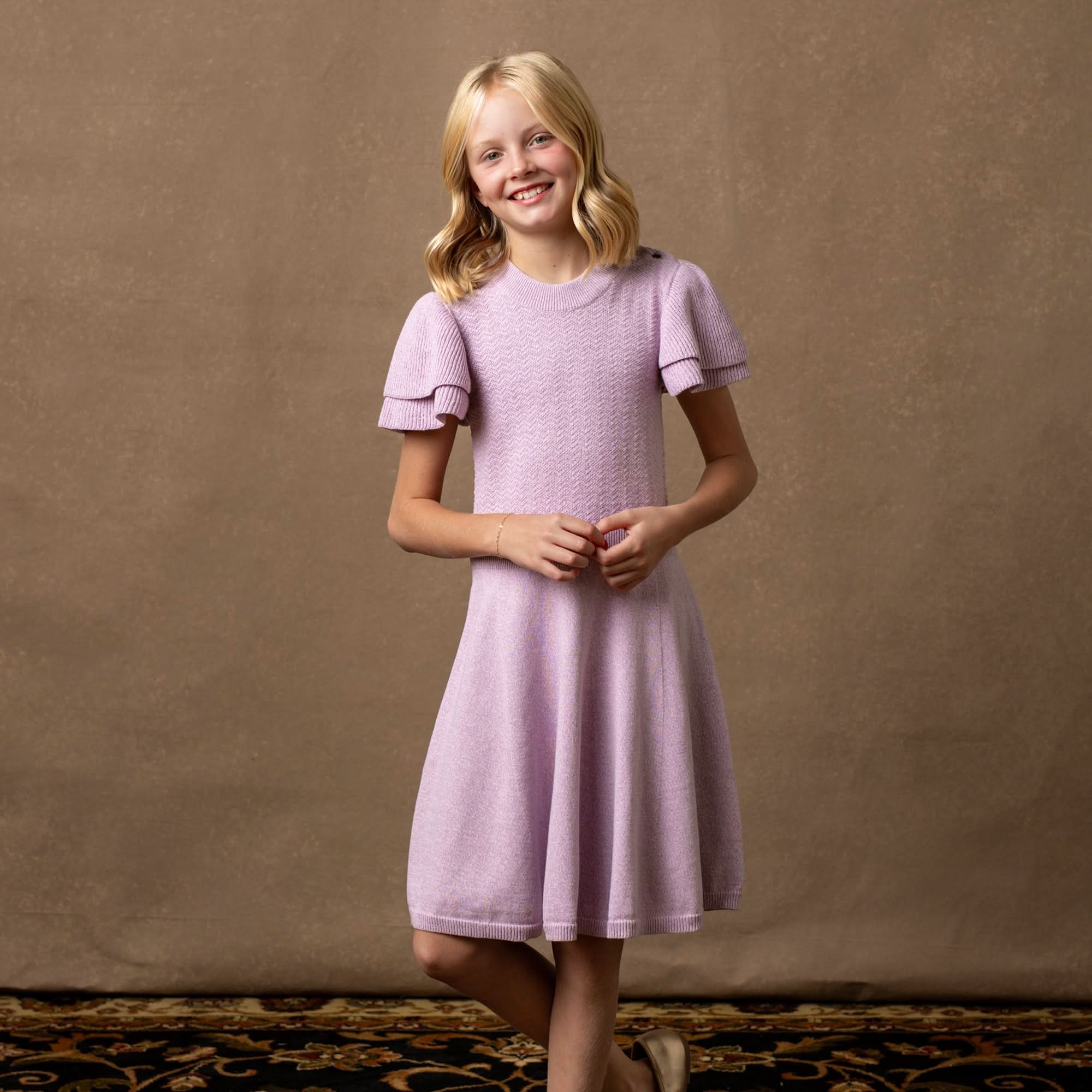 Hope & Henry - Baby Organic Flutter Sleeve Sweater Dress - 18-24 Months / Lavender Marl Hope & Henry - Baby Organic Flutter Sleeve Sweater Dress - 18-24 Months / Lavender Marl