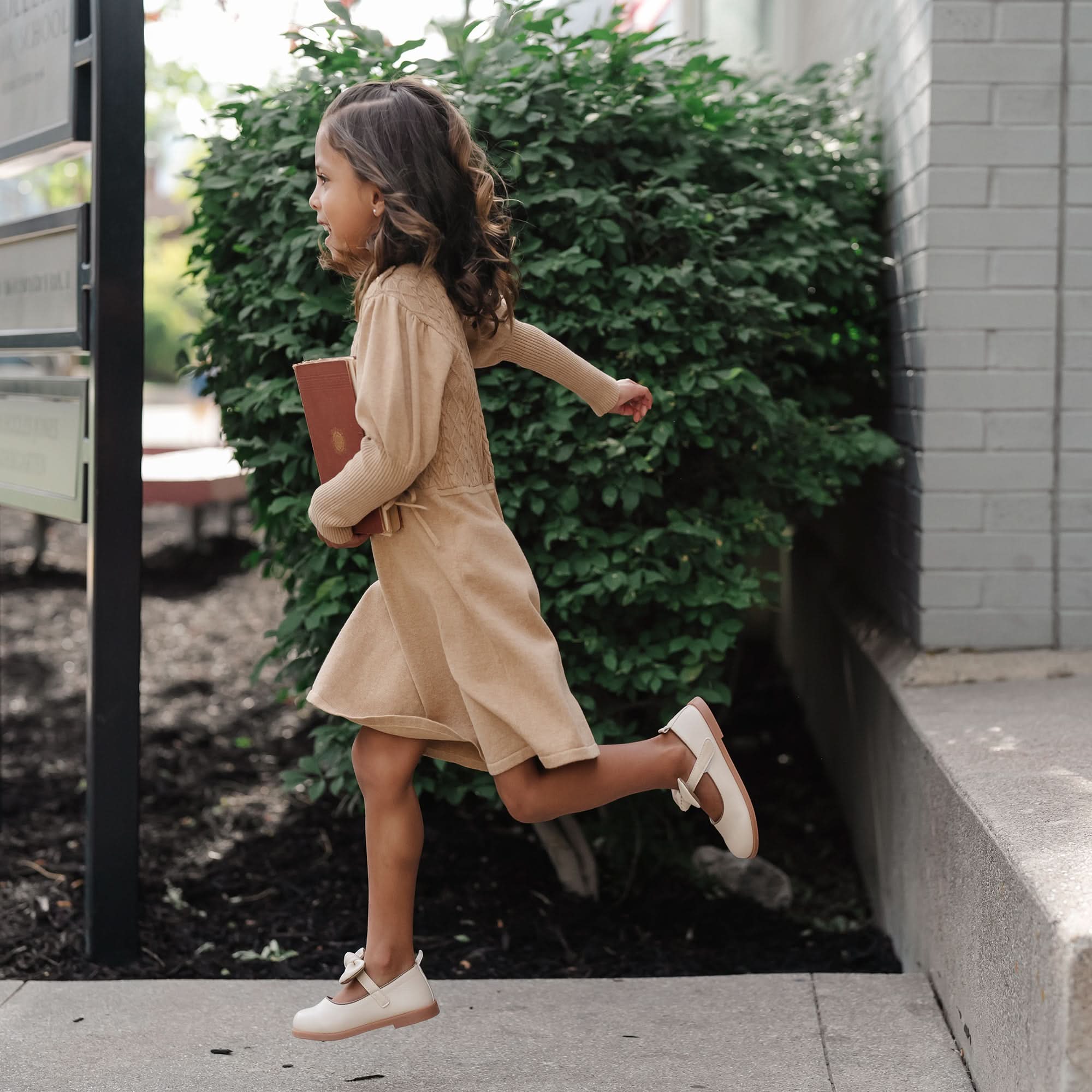 Hope & Henry - Girls Organic Cable Bodice Sweater Dress