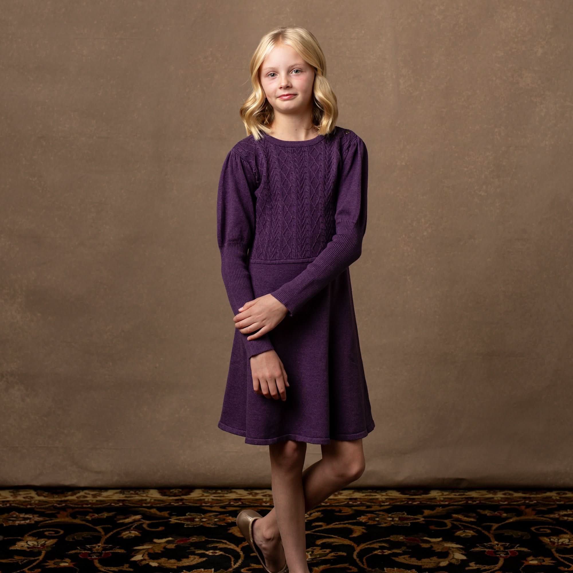 Hope & Henry - Girls Organic Cable Bodice Sweater Dress Hope & Henry - Girls Organic Cable Bodice Sweater Dress