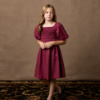 Organic Smocked Bubble Sleeve Dress