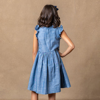 Organic Flutter Smocked Chambray Dress - Hope & Henry Girl