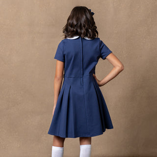 Pleated Ponte Dress with Collar - Hope & Henry Girl