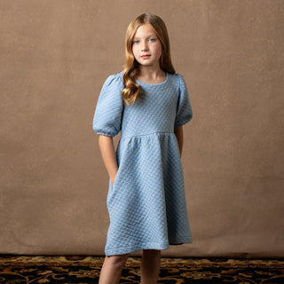 Quilted Puff Sleeve Dress - Hope & Henry Girl