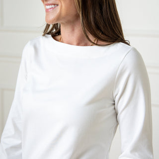 WOMENS Soft White Organic Bellow Sleeve Knit Top