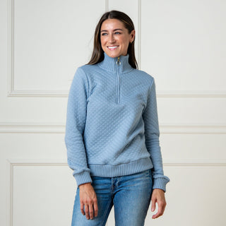 Quilted Half Zip Pullover - Hope & Henry Women