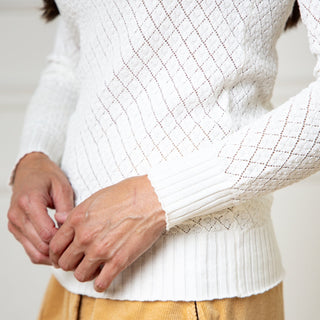 Organic Diamond Stitch Mock Neck Sweater