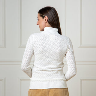 Organic Diamond Stitch Mock Neck Sweater - Hope & Henry Women