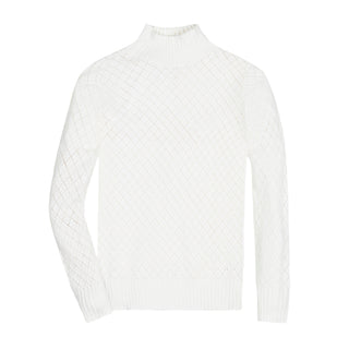 Organic Diamond Stitch Mock Neck Sweater - Hope & Henry Women