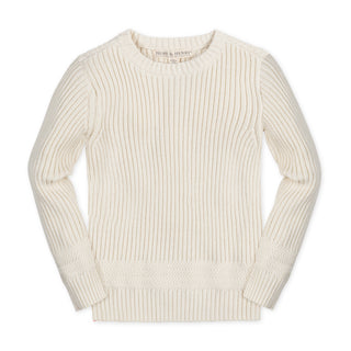 Organic Herringbone Detail Crew Neck Sweater - Baby