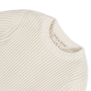 Organic Herringbone Detail Crew Neck Sweater - Baby