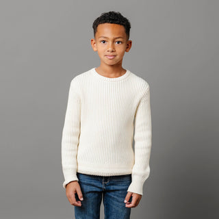 Organic Herringbone Detail Crew Neck Sweater - Baby