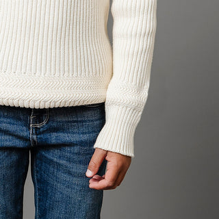 Organic Herringbone Detail Crew Neck Sweater - Baby