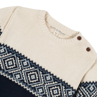 Organic Intarsia Crew Neck Button Sweater - Baby