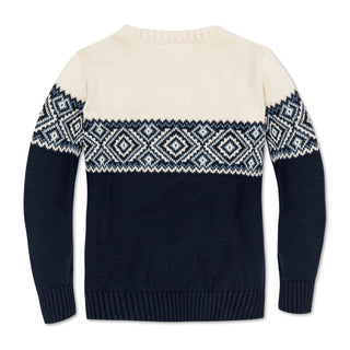 Organic Intarsia Crew Neck Button Sweater