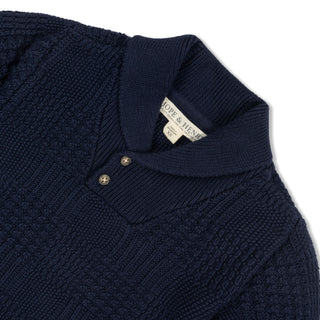 Organic Textured Shawl Collar Sweater