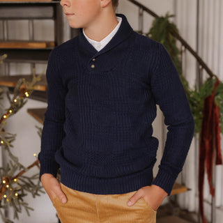 Organic Textured Shawl Collar Sweater