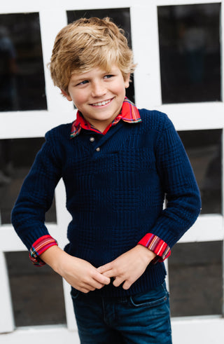 Organic Textured Shawl Collar Sweater - Baby