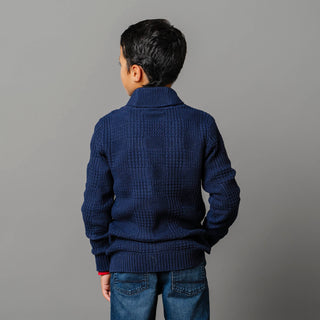 Organic Textured Shawl Collar Sweater