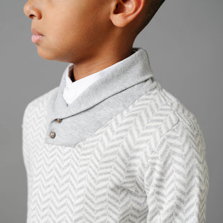 Organic Intarsia Shawl Collar Sweater - Baby