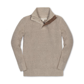 Organic Mix Stitch Mock Neck Sweater with Elbow Patches