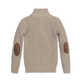 Organic Mix Stitch Mock Neck Sweater with Elbow Patches