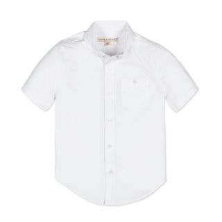 BOYS White Short Sleeve Organic Stretch Poplin Short Sleeve Shirt