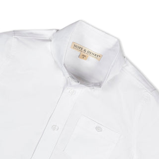 BOYS White Short Sleeve Organic Stretch Poplin Short Sleeve Shirt