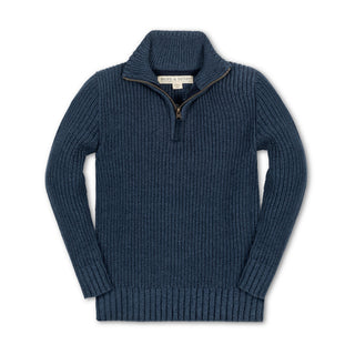 BOYS Navy Marl Organic Half Zip Sweater