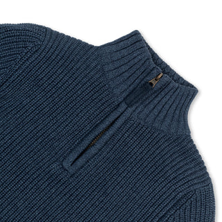 BOYS Navy Marl Organic Half Zip Sweater