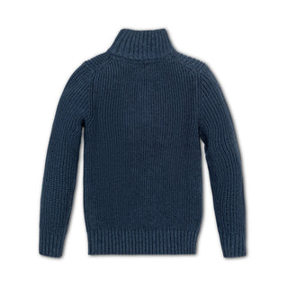 BOYS Navy Marl Organic Half Zip Sweater