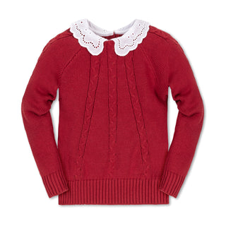 Organic Eyelet Collar Cable Sweater