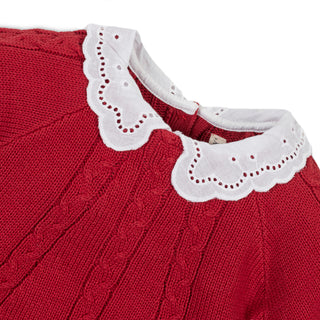 Organic Eyelet Collar Cable Sweater