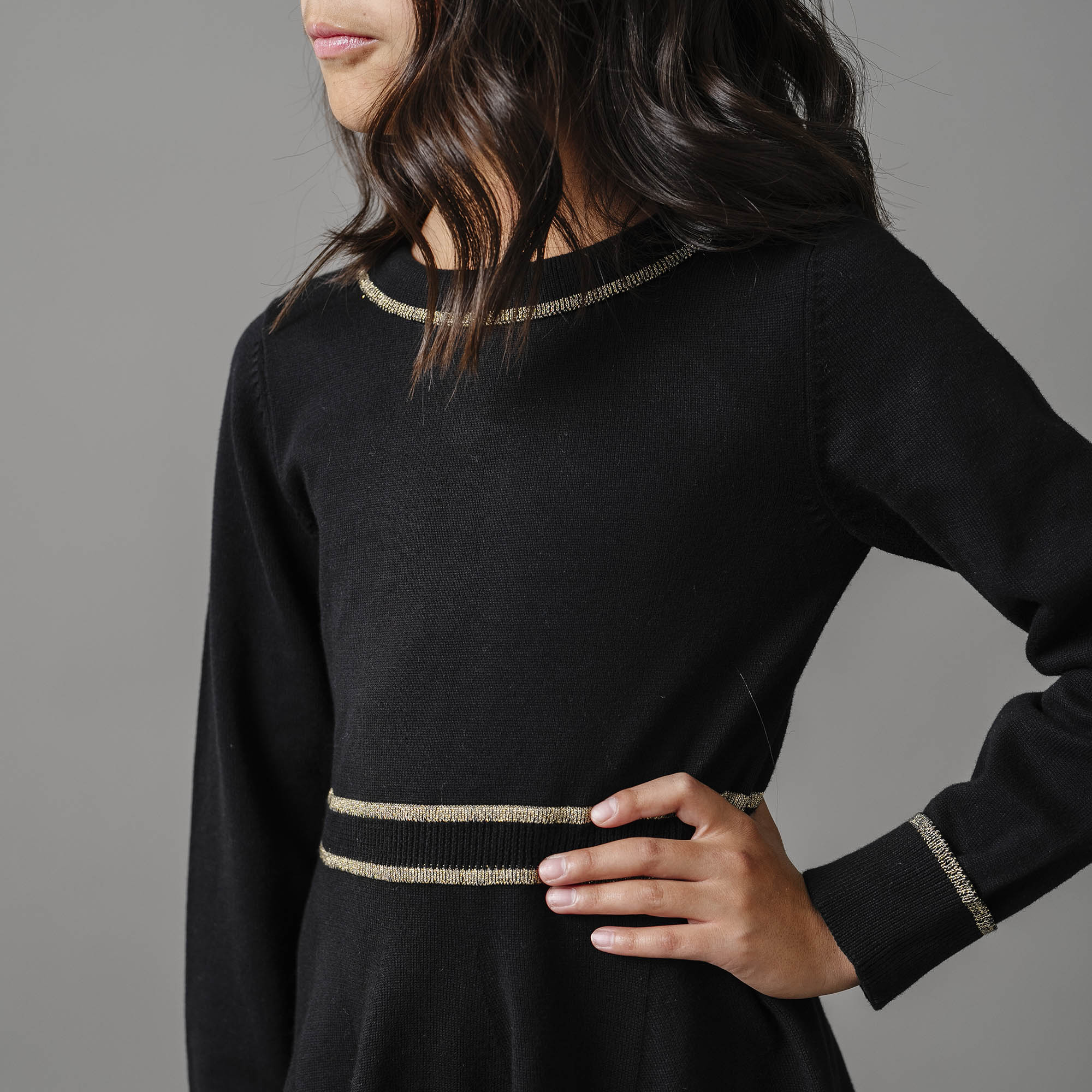 Organic Gold Tipped Sweater Dress - Baby Hope & Henry Organic Gold Tipped Sweater Dress - Baby Hope & Henry