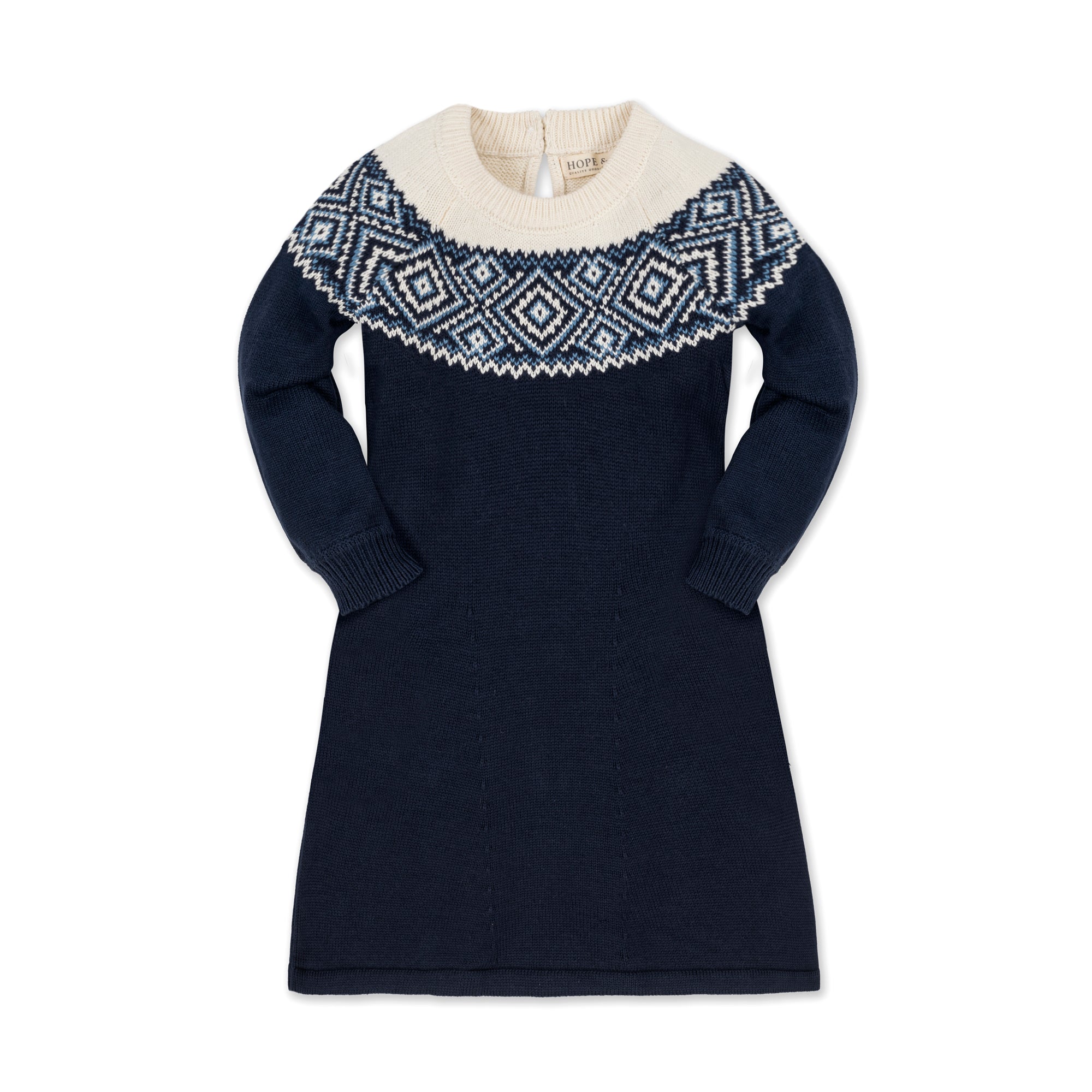 Organic Fair Isle Raglan Sweater Dress - Baby 12-18 Months / Ski Lodge Intarsia Organic Fair Isle Raglan Sweater Dress - Baby 12-18 Months / Ski Lodge Intarsia
