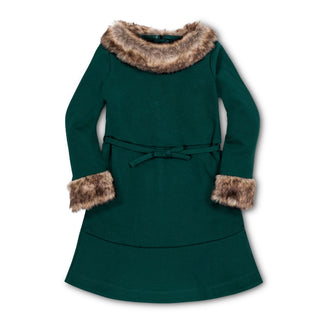 Long Sleeve Ponte Dress with Faux Fur - Hope & Henry Girl