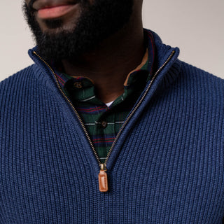 MENS Navy Marl Organic Half Zip Pullover