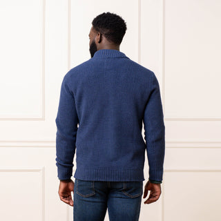 MENS Navy Marl Organic Half Zip Pullover