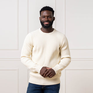 Organic Herringbone Detail Crew Neck Sweater