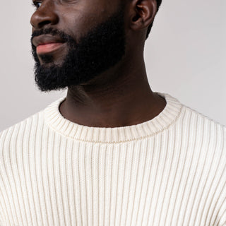 Organic Herringbone Detail Crew Neck Sweater