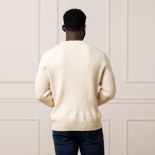 Organic Herringbone Detail Crew Neck Sweater