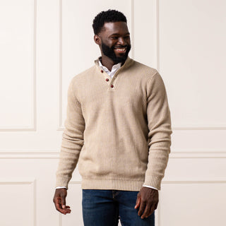 Organic Mock Neck Button Sweater