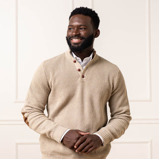 Organic Mock Neck Button Sweater