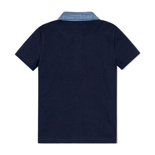 Organic Jersey Polo with Chambray Trim - Baby
