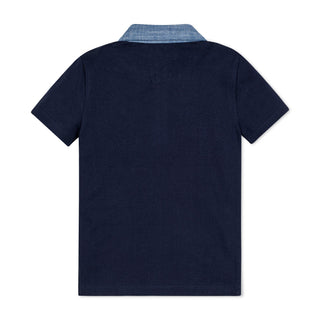 Organic Jersey Polo with Chambray Trim